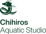 Chihiros company logo featuring stylized green text and abstract leaf design.