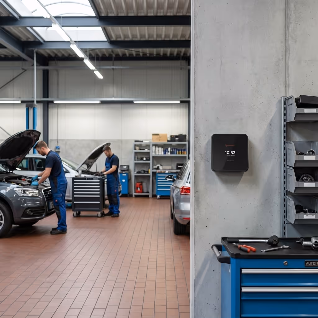 Bild zeigt Referenz-Terminal für die Branchen-Landingpage von Zeitstrom: Autohandel mit Werkstatt