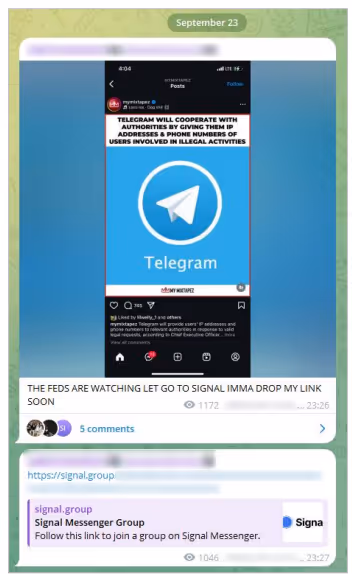 fraudulent Telegram post