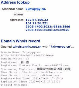 Figure 1: The domain results for the stage two redirection URLs