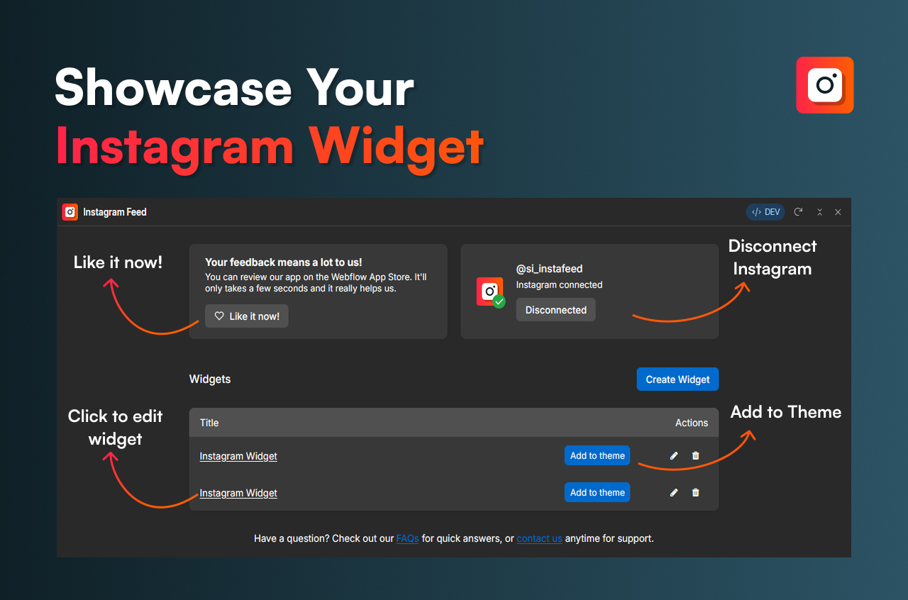 Instagram Feed User Connected Box