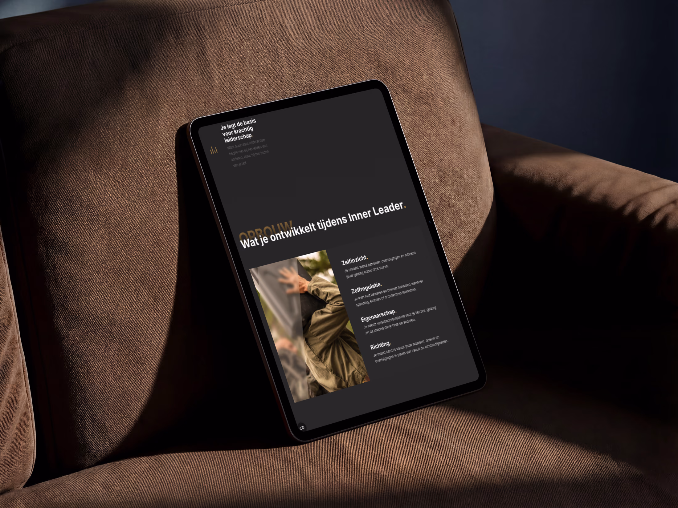 De programmapagina Inner Leader op een iPad
