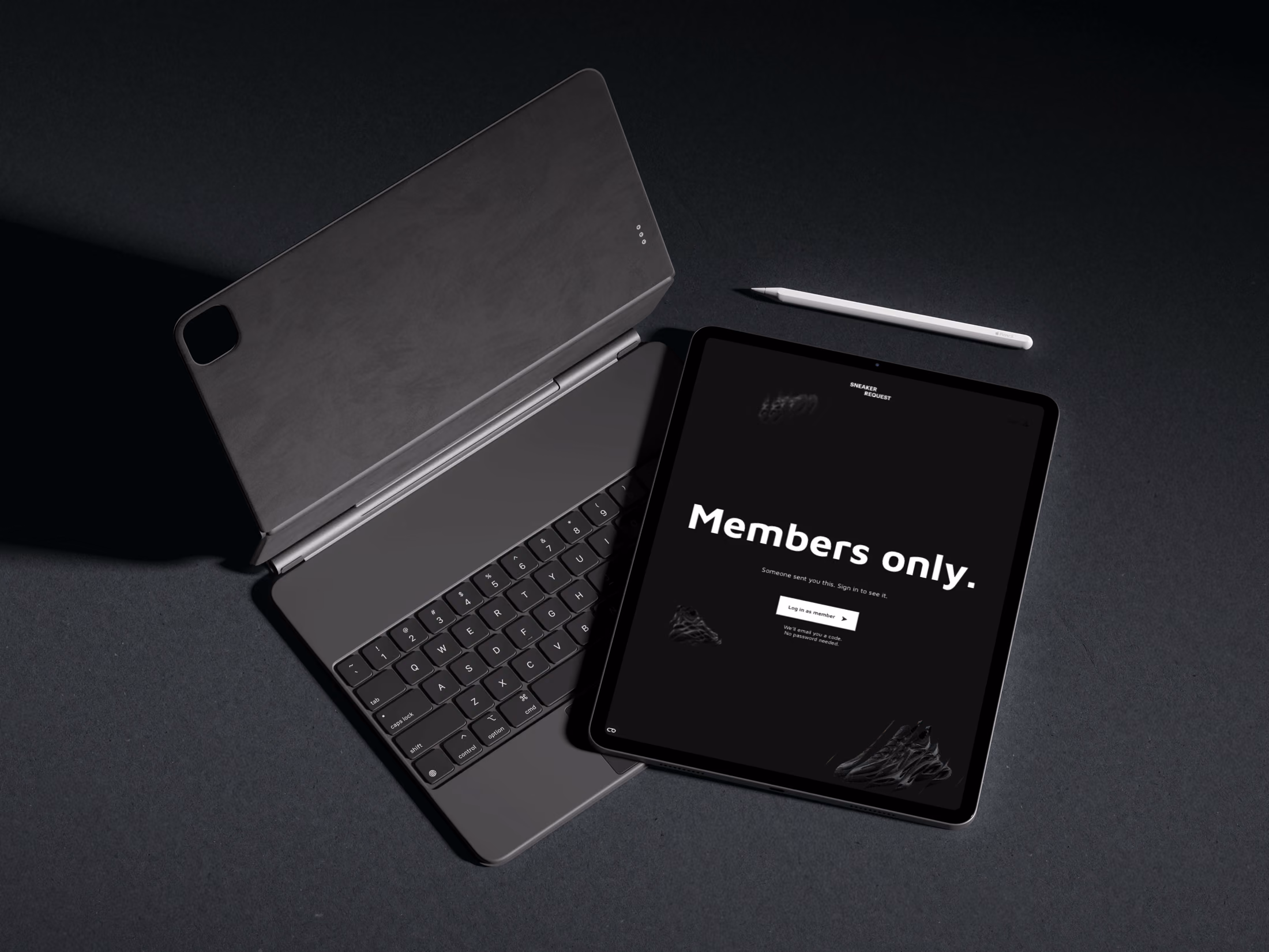 Het slotscherm voor niet-leden op een iPad, met de kop Members only