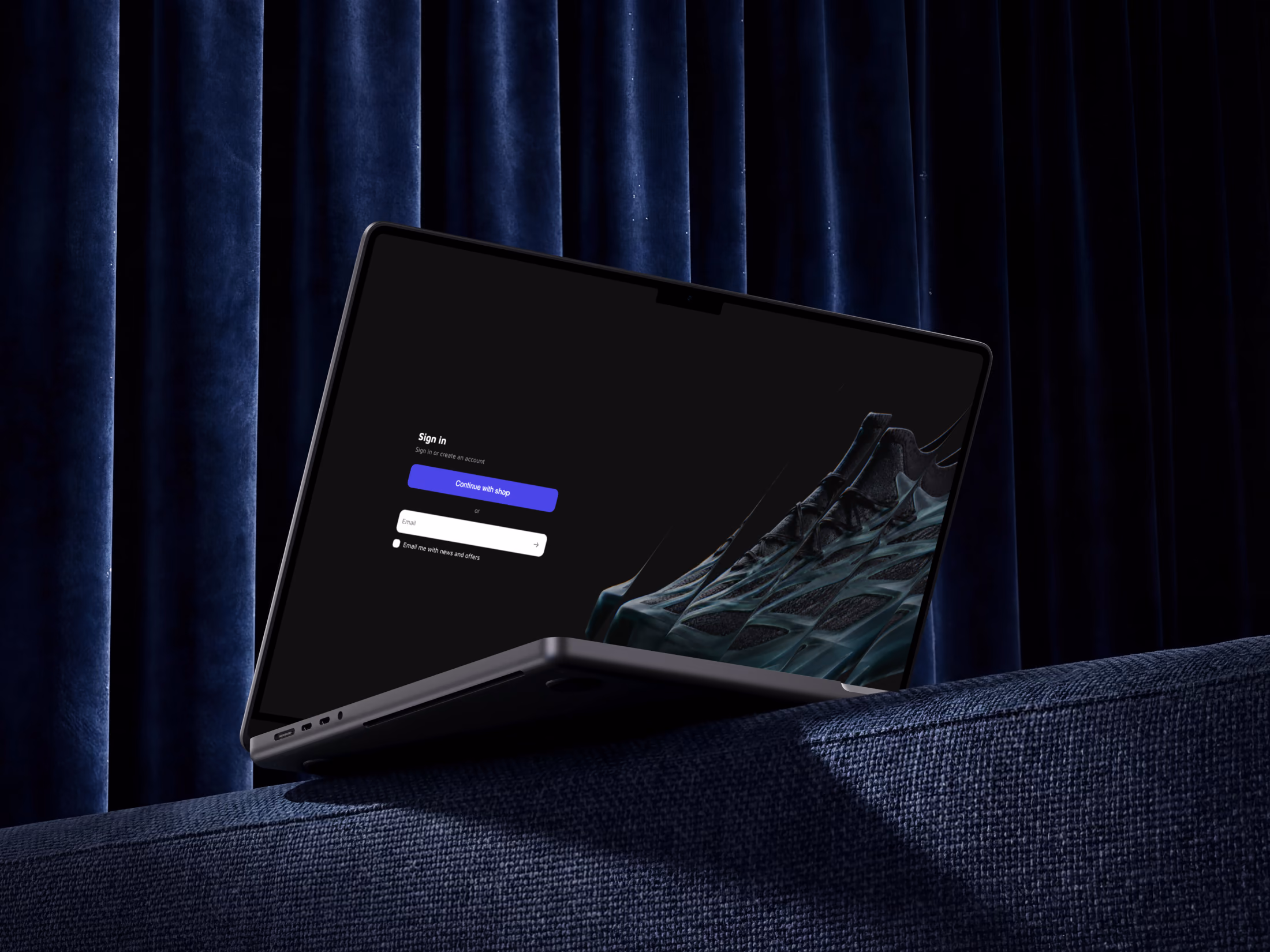 Het inlogscherm voor leden op een MacBook