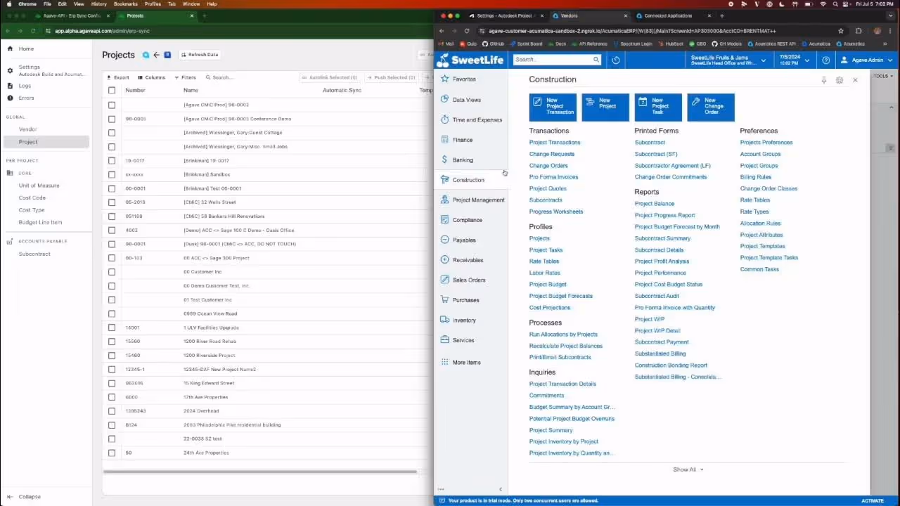 Sync Data between Autodesk Build & Acumatica