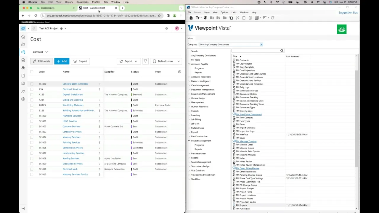 Sync Data between Autodesk Build & Viewpoint Vista