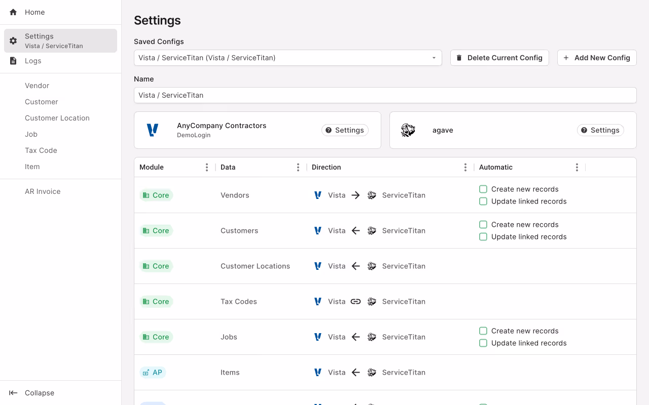 Sync Data between ServiceTitan & Viewpoint Vista