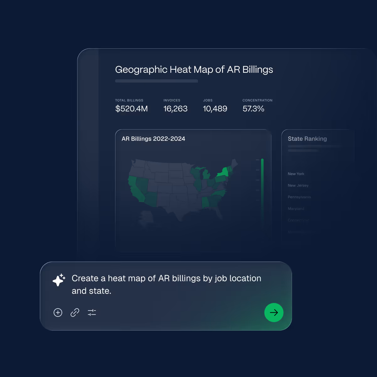 AR billing heat map of revenue by location