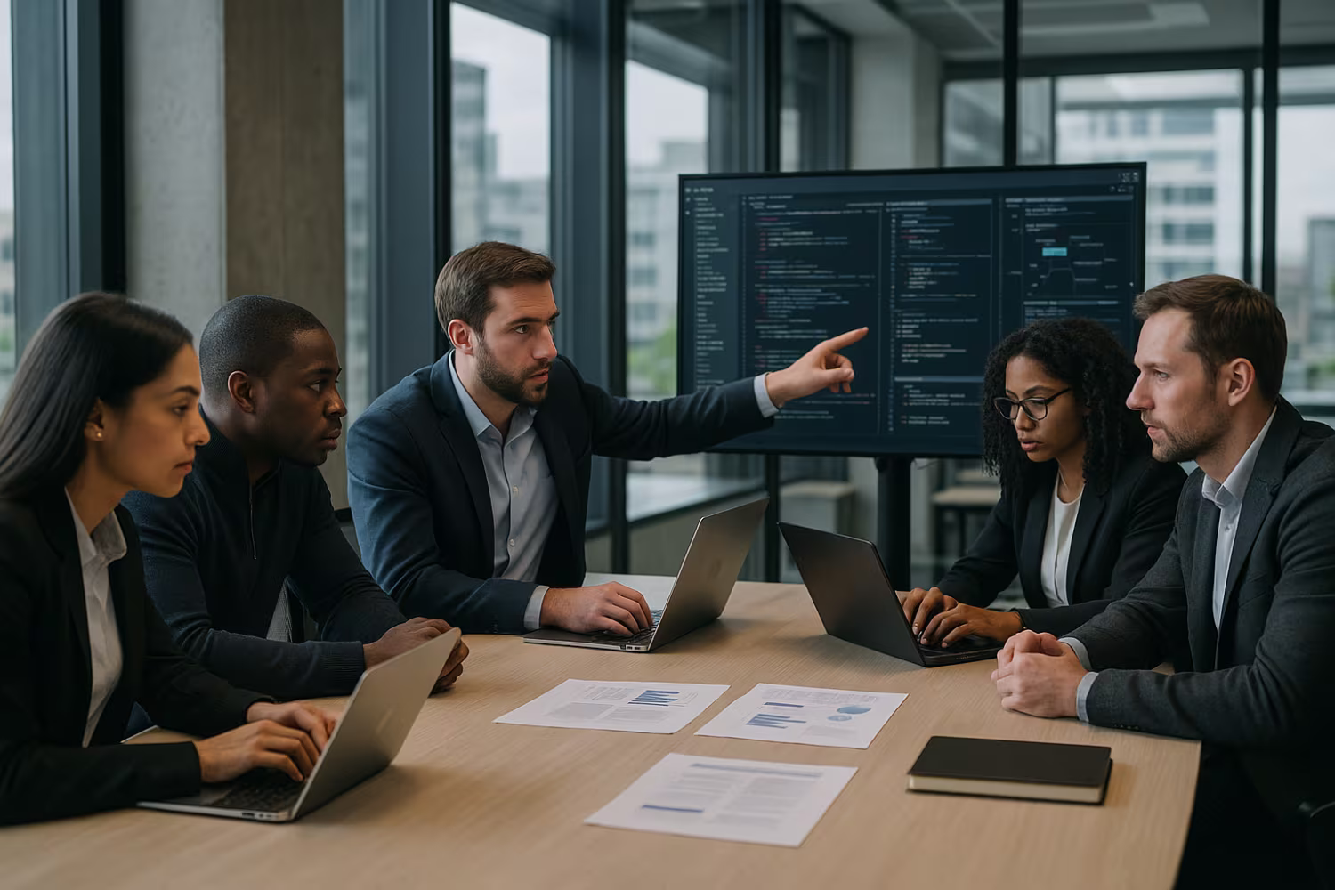 Diverse IT consulting team strategizing