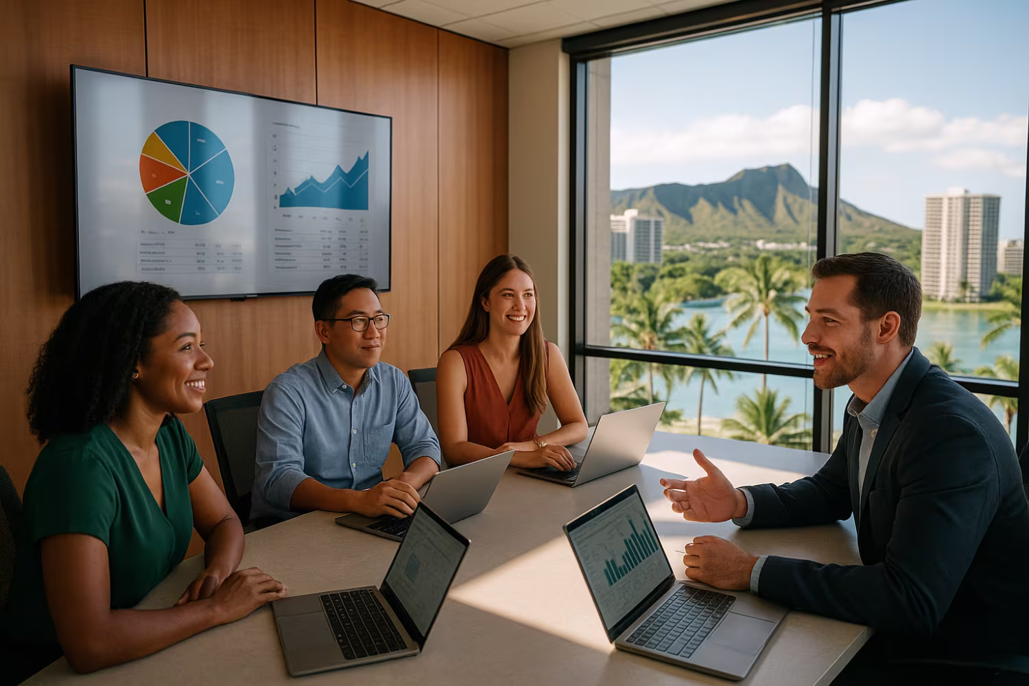 Honolulu professionals discussing managed IT services benefits