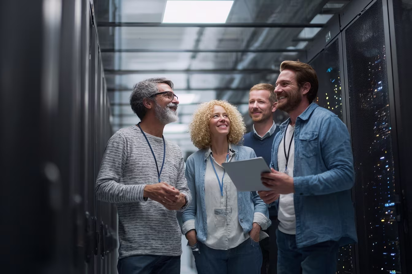 Diverse team discussing cloud IT infrastructure