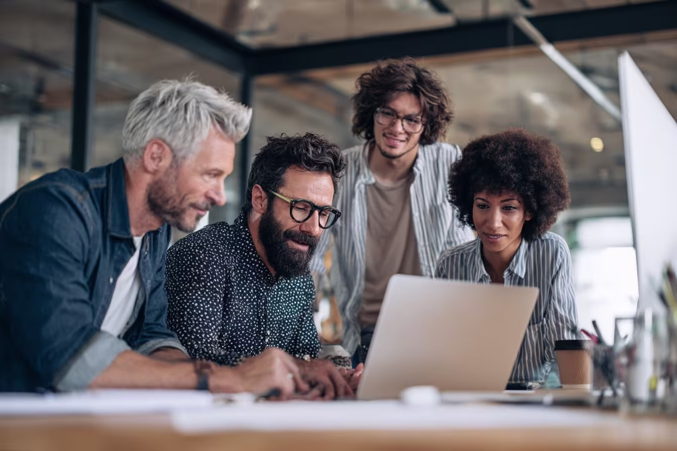 Diverse team discussing business IT roadmap
