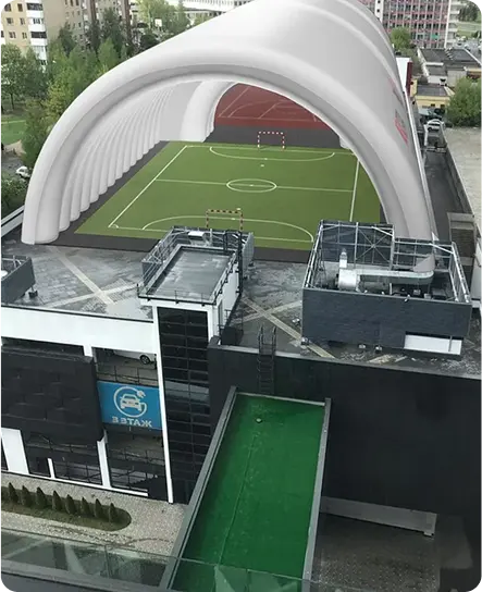 Inflatable frame building for football stadiium concept