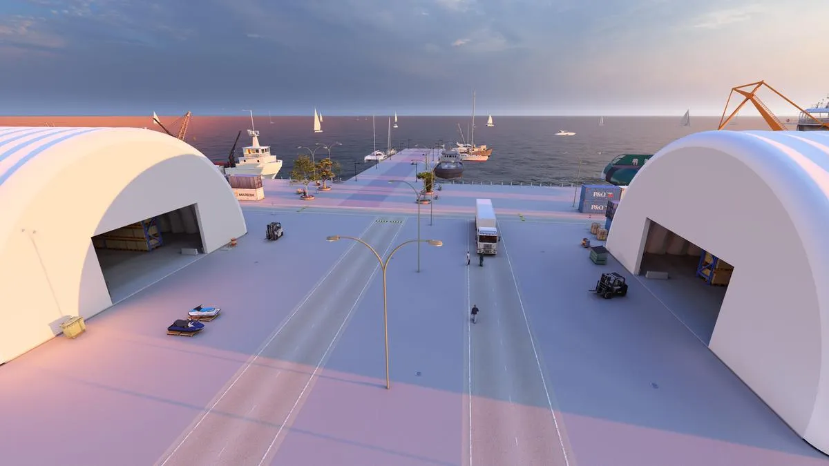 Airwallon inflatable building for logistics terminals
