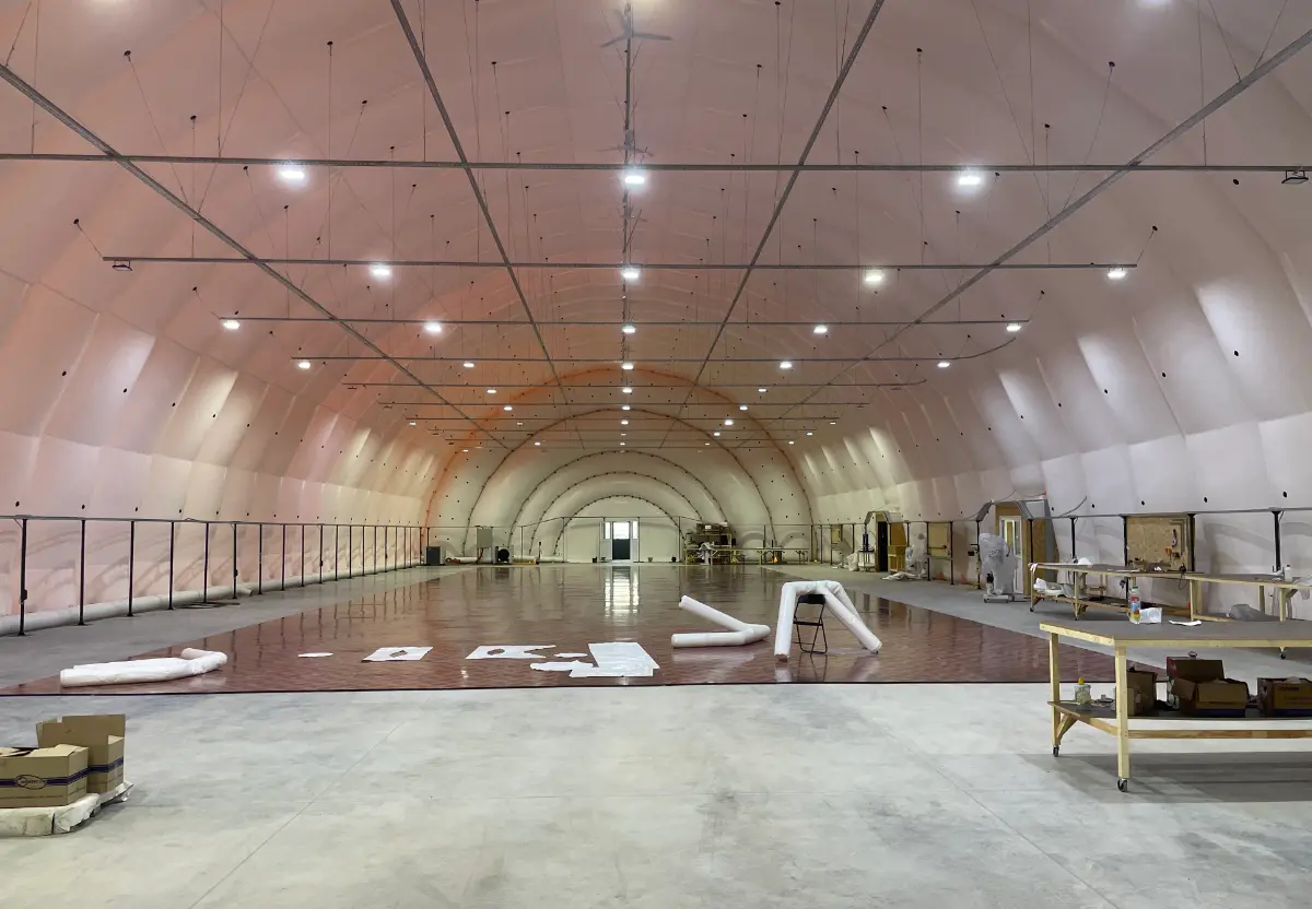 Airwallon pneumatic warehouse exterior — fast-install inflatable industrial building