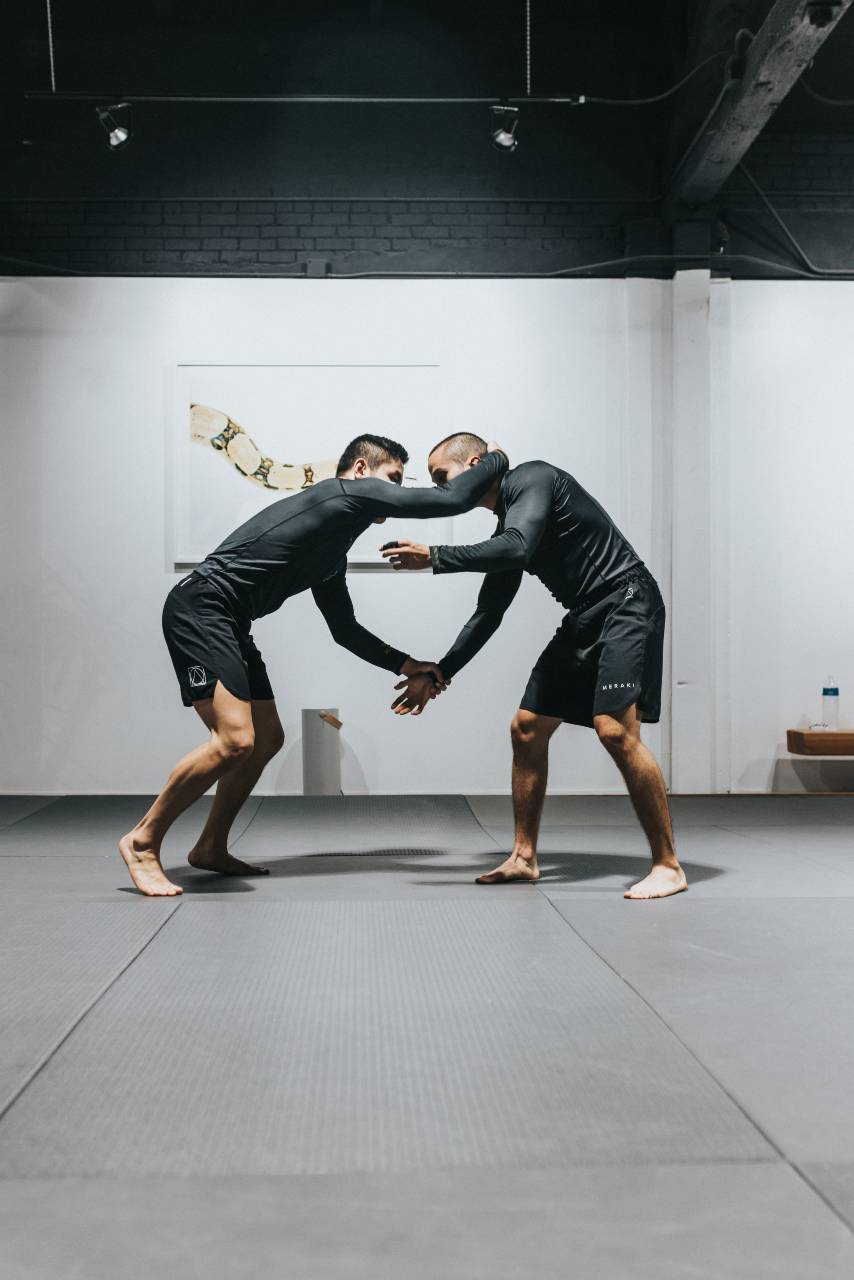 Two guys grappling