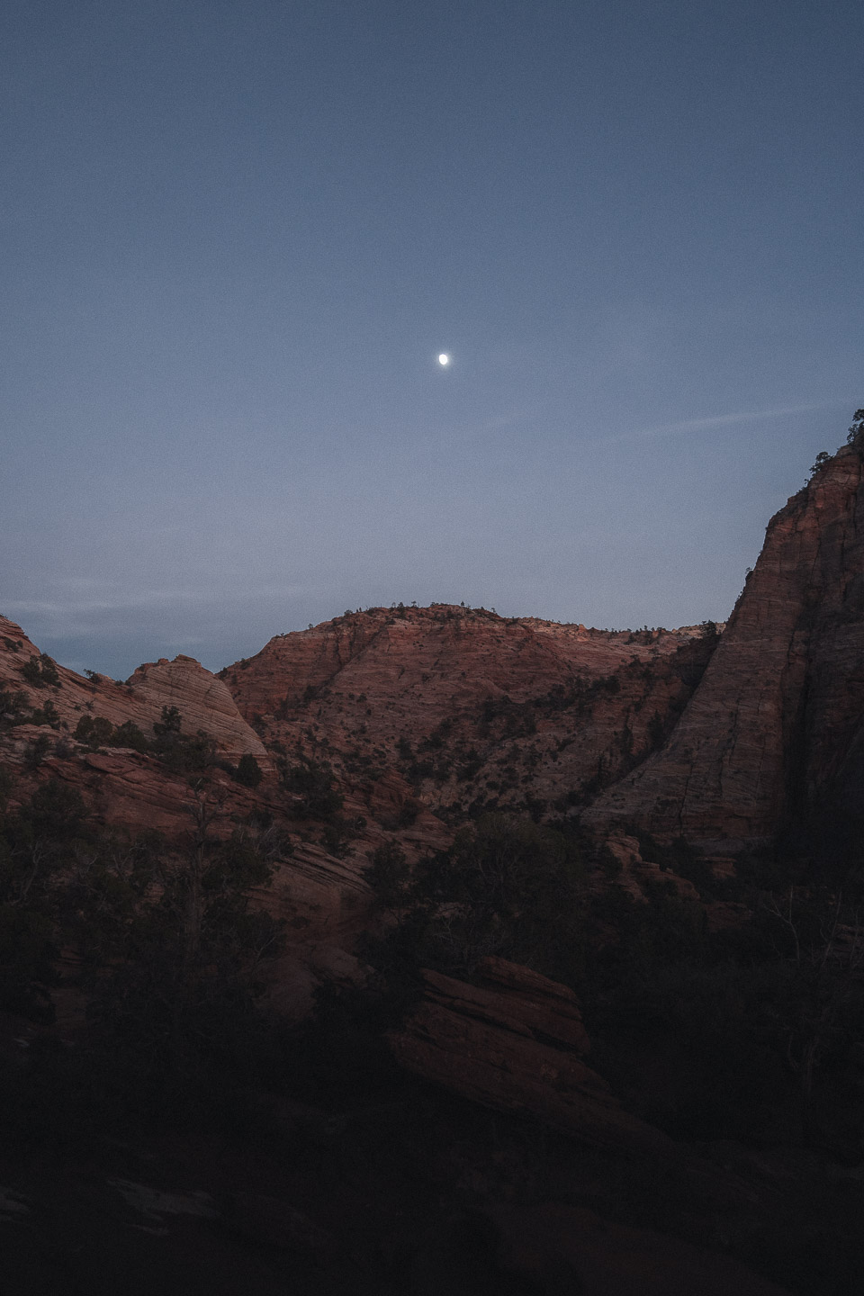 Moon in Zion National Park