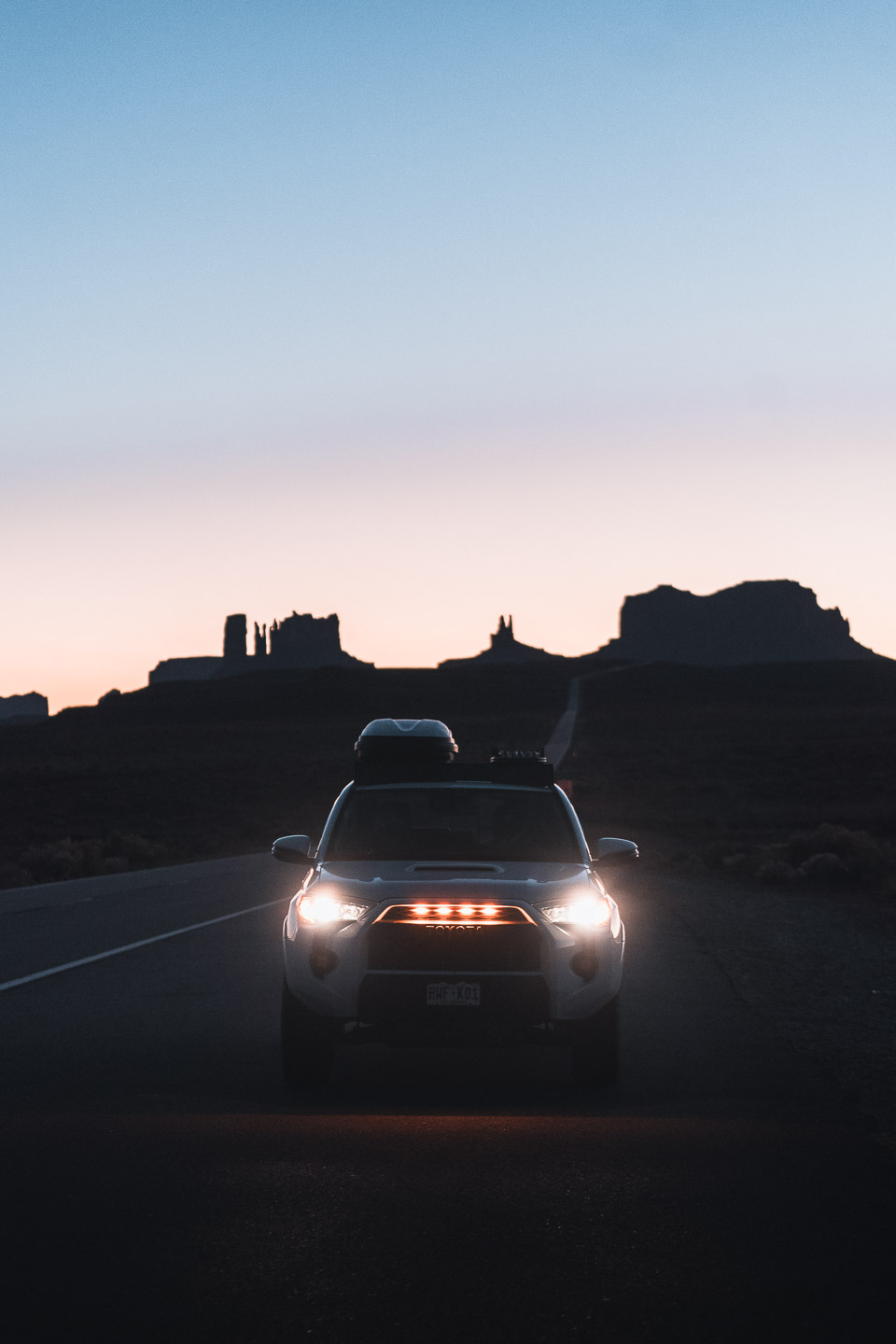 Toyota 4Runner near Monument Valley at sunset