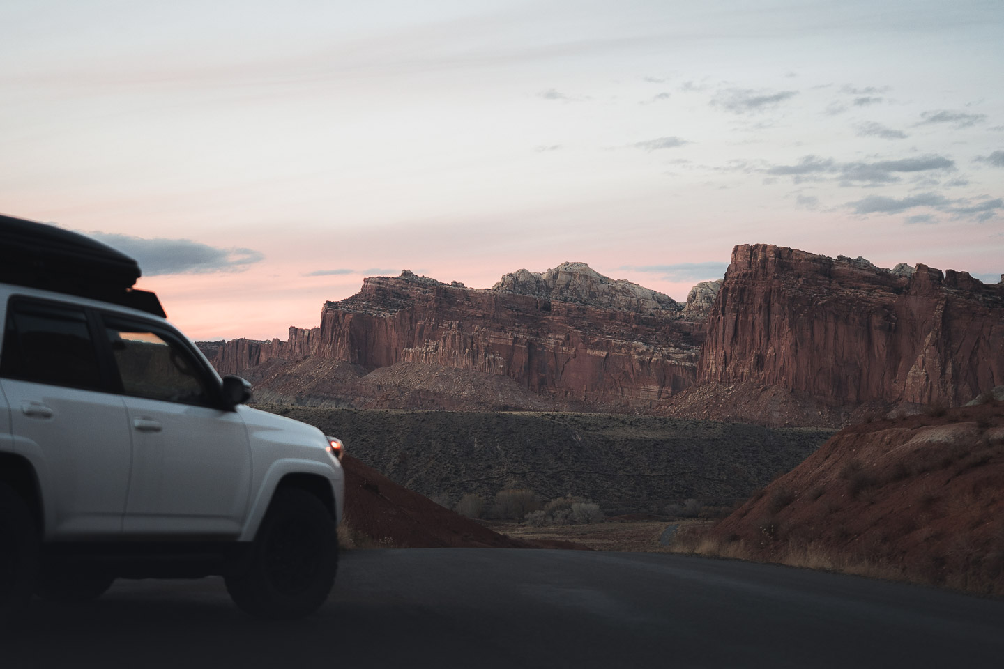 4Runner at sunset in Capitol Reef National Park