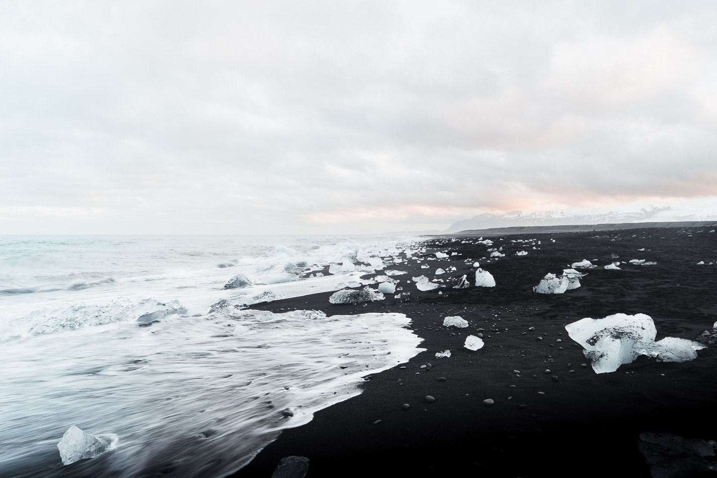 A beach in Iceland at sunset