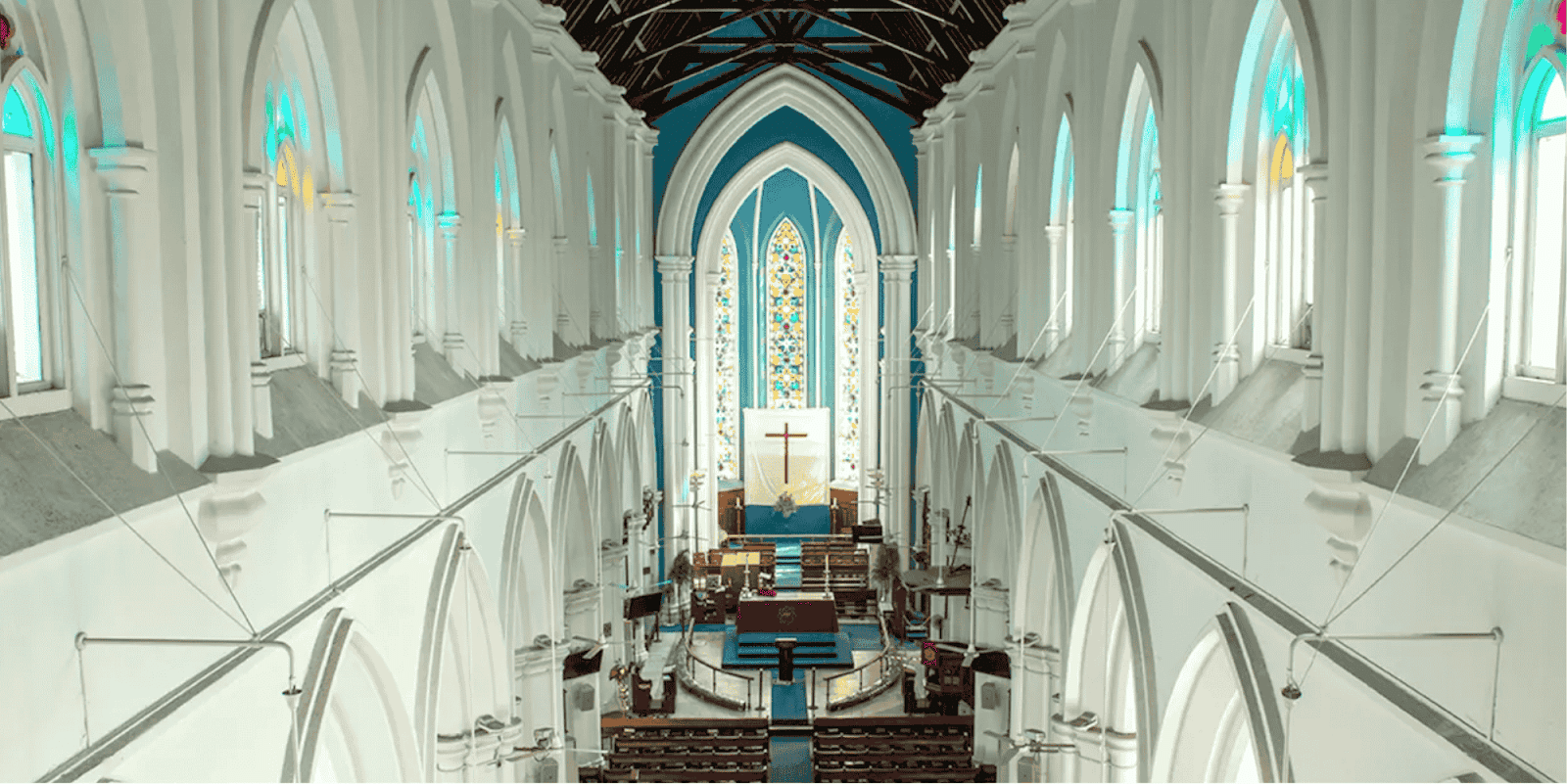 stainless glass of St Andrew's Cathedral Singapore