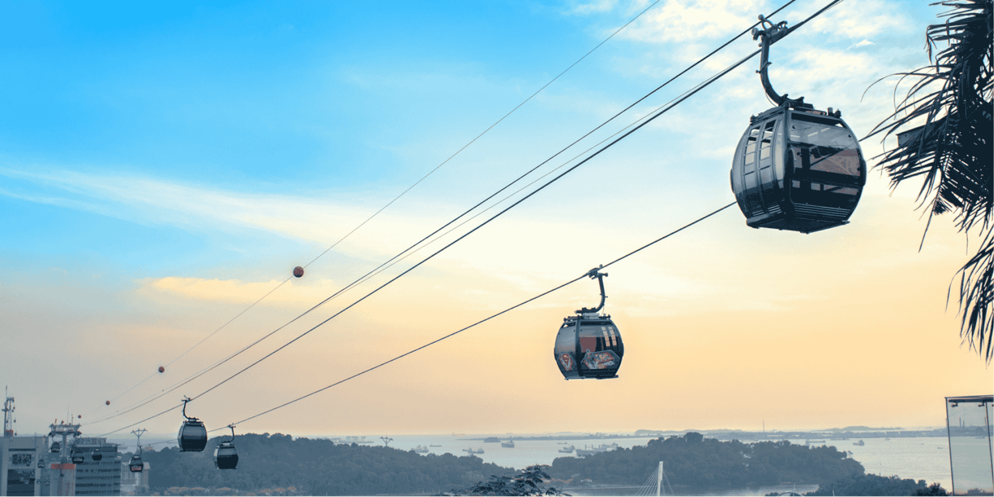Vintage cable car cabins on display