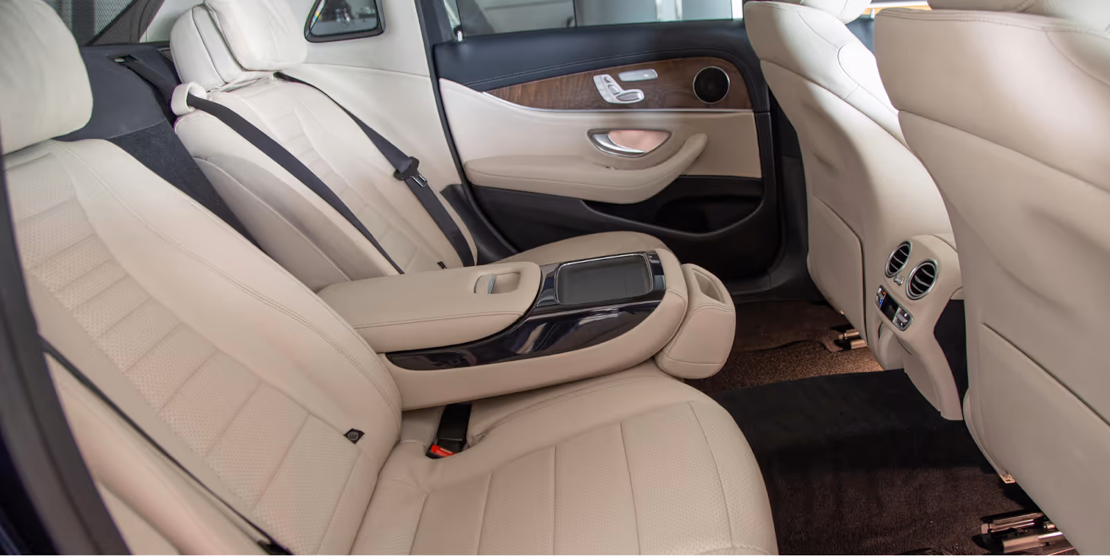 backseat of a luxury car