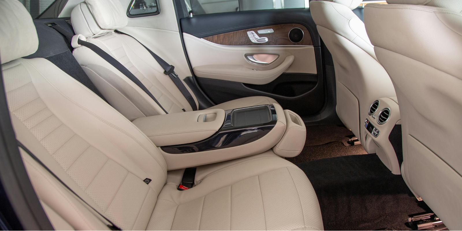 backseat of a luxury car