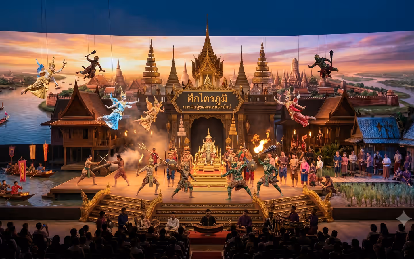 Thai mythology stage show angels demons performance