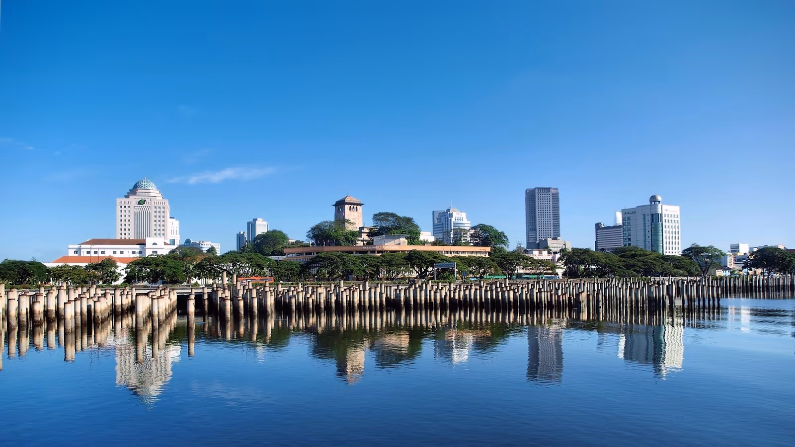 Johor Bahru city skyline and waterfront