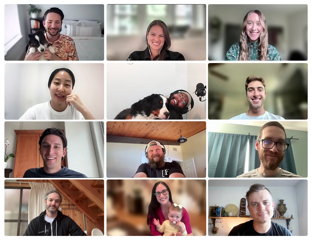 Collage of Prelude team members on a video call