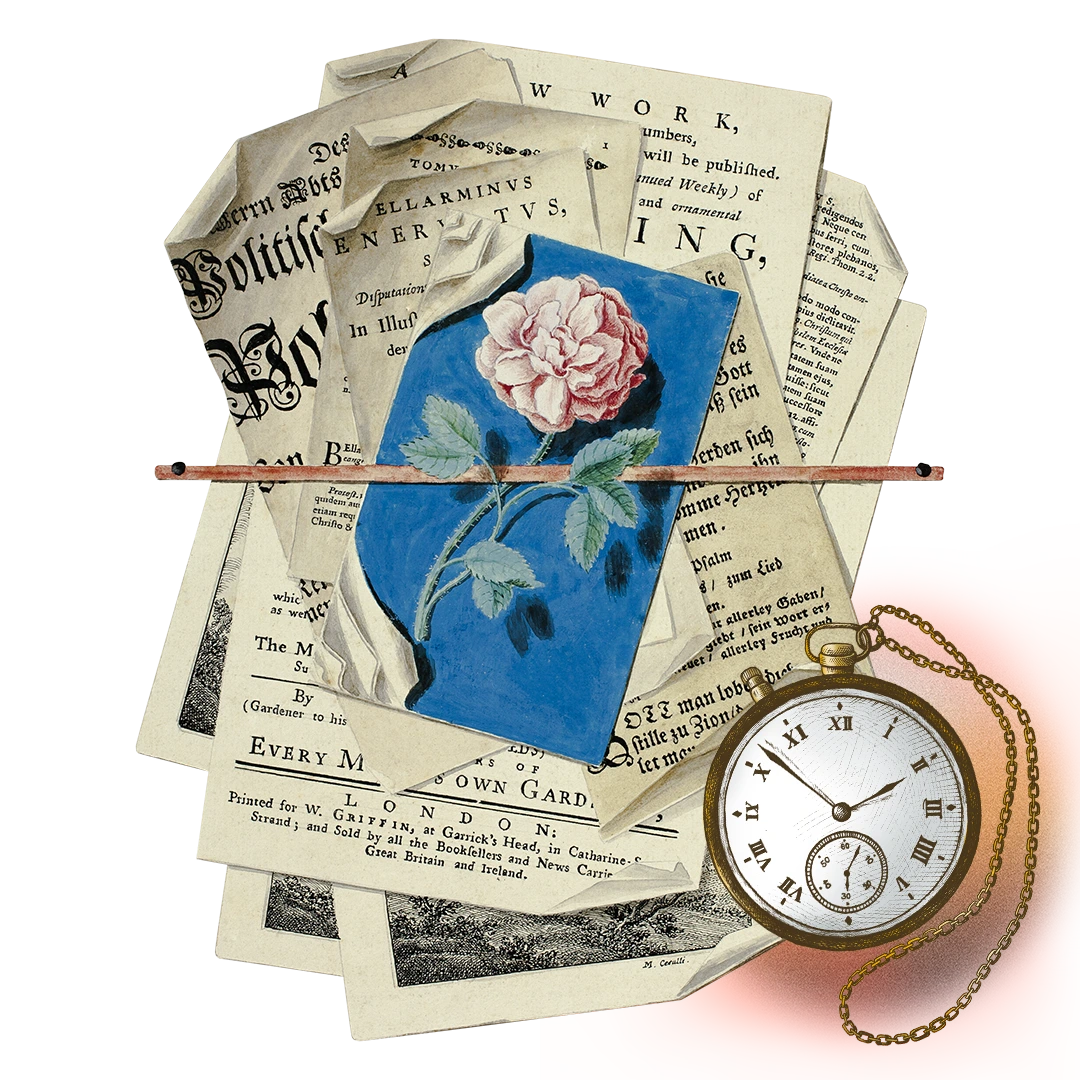 A stack of letters available with a stopwatch collage