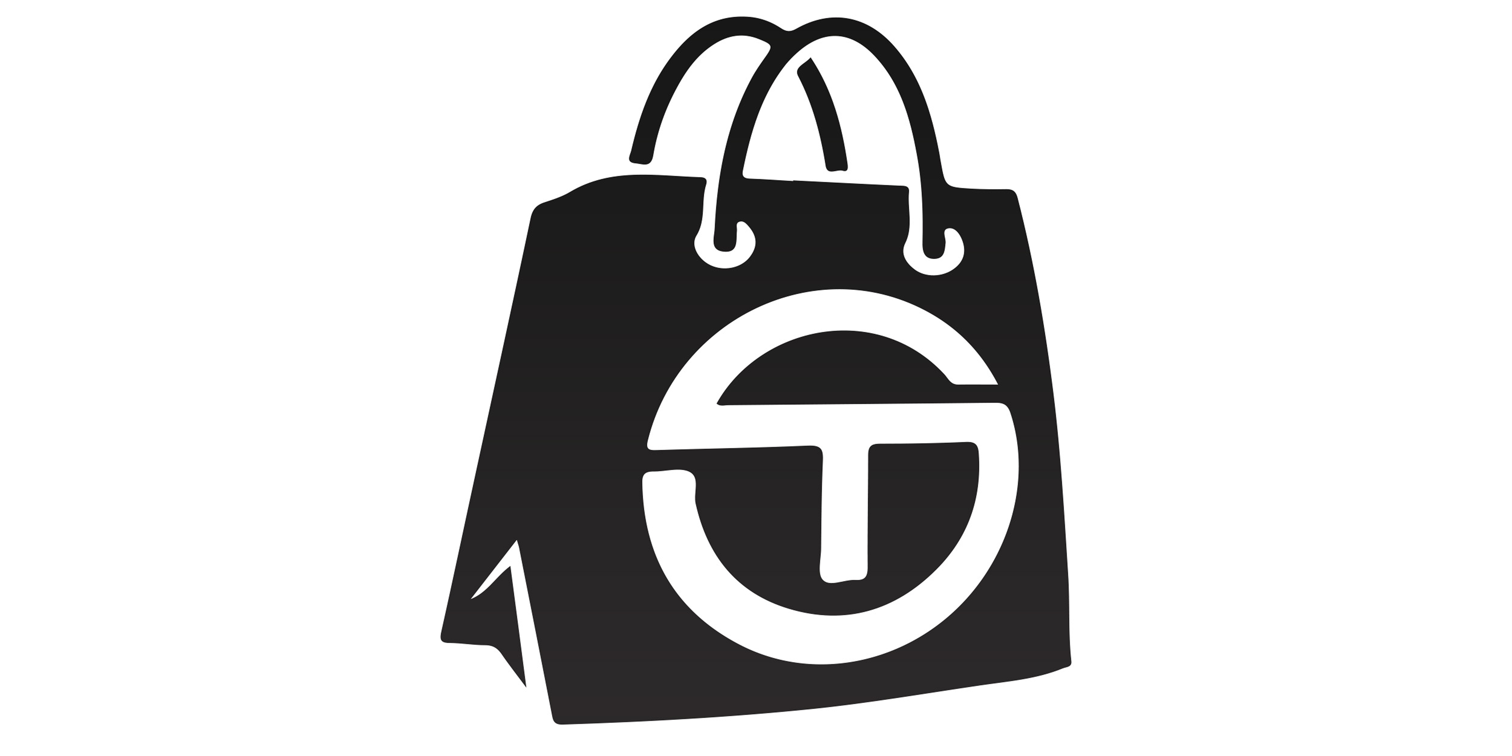 T shopping bag logo white and black 