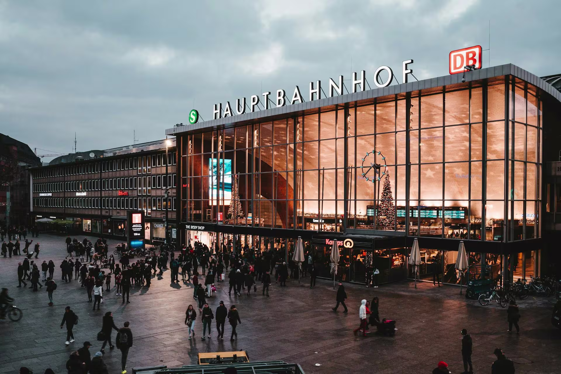 Berlin central station in the evening