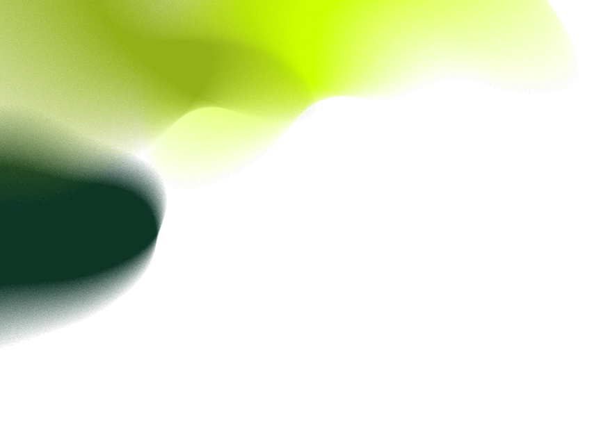 Abstract gradient shapes blending yellow-green and dark green colors on a black background.