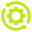 Yellow gear icon with black details and a central circular pattern, on a transparent background.