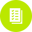 White checklist icon with three check marks inside a bright green circle.