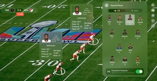 A sports interface in Apple Vision Pro