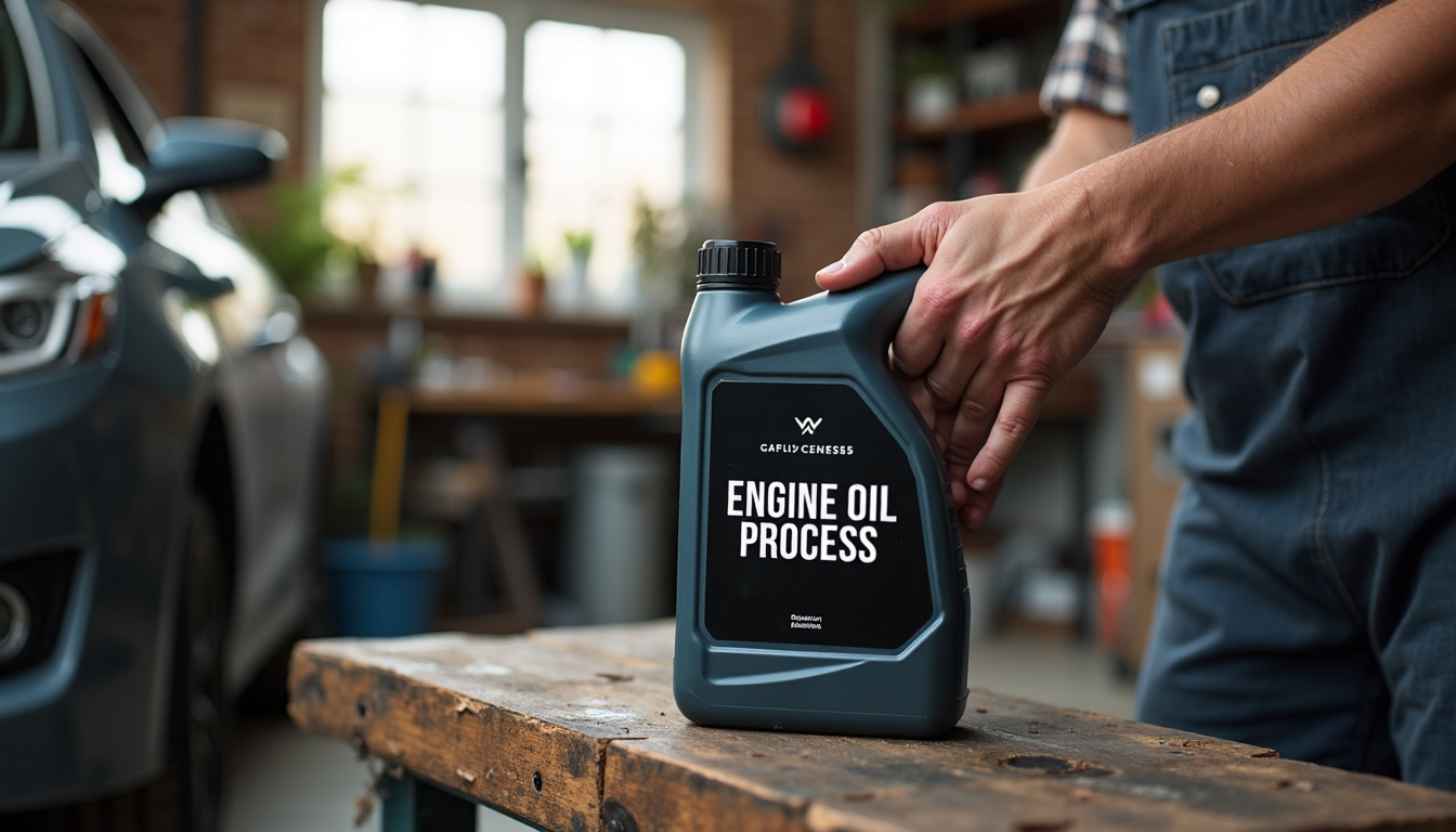 Utah driver performing DIY oil change in home garage
