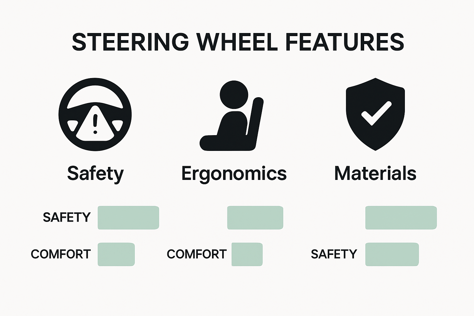 Infographic comparing auto steering wheel safety and features