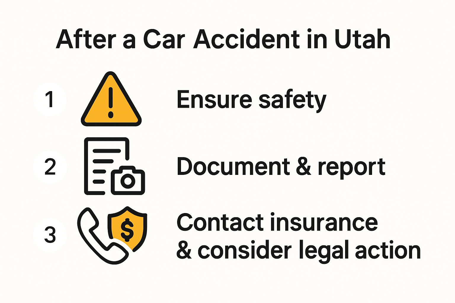 Infographic showing Utah car accident response steps