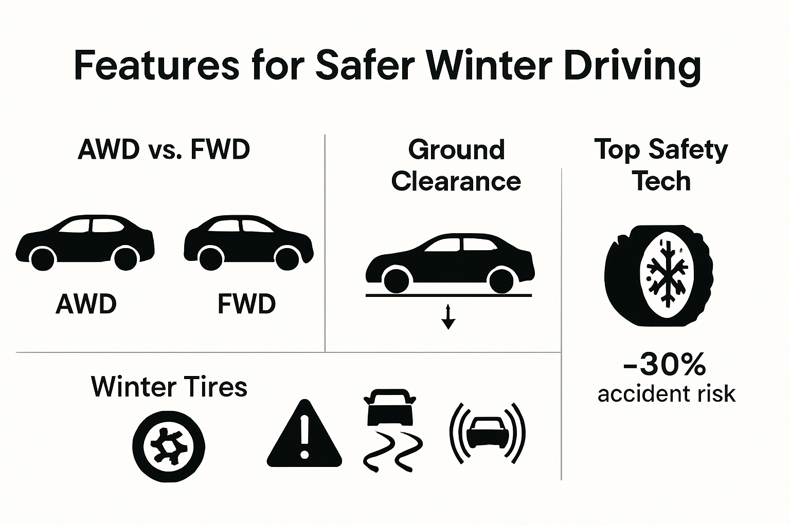 Infographic comparing top snow car features and technology