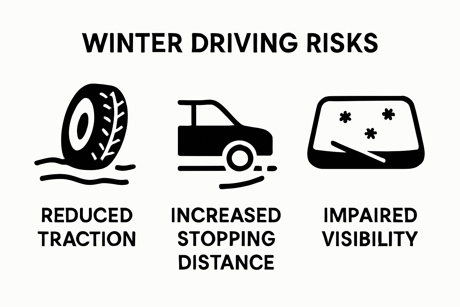 Infographic showing top 3 risks of snow driving