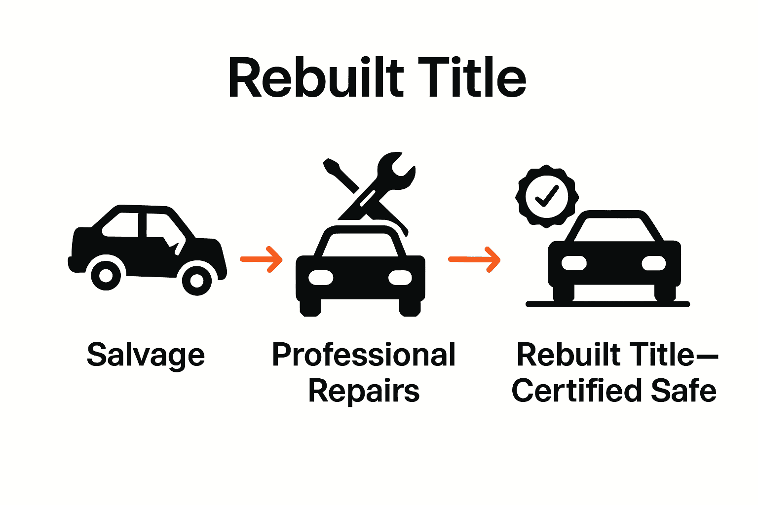 Infographic showing salvage car to rebuilt certification process