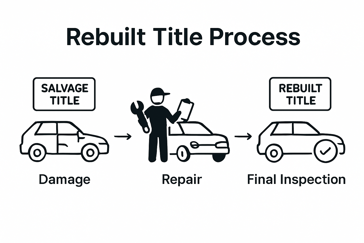 Infographic rebuilt title process steps