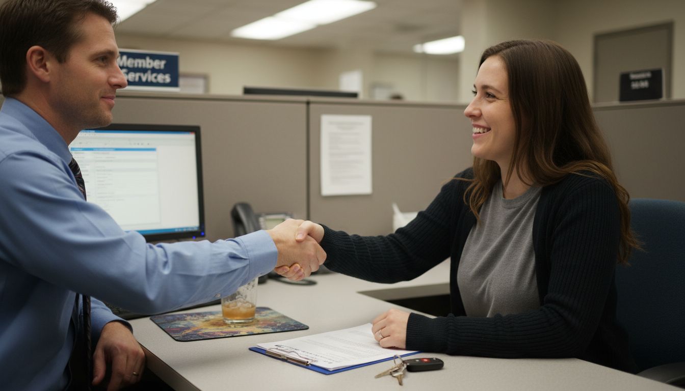 Applicant meeting lender for rebuilt title loan