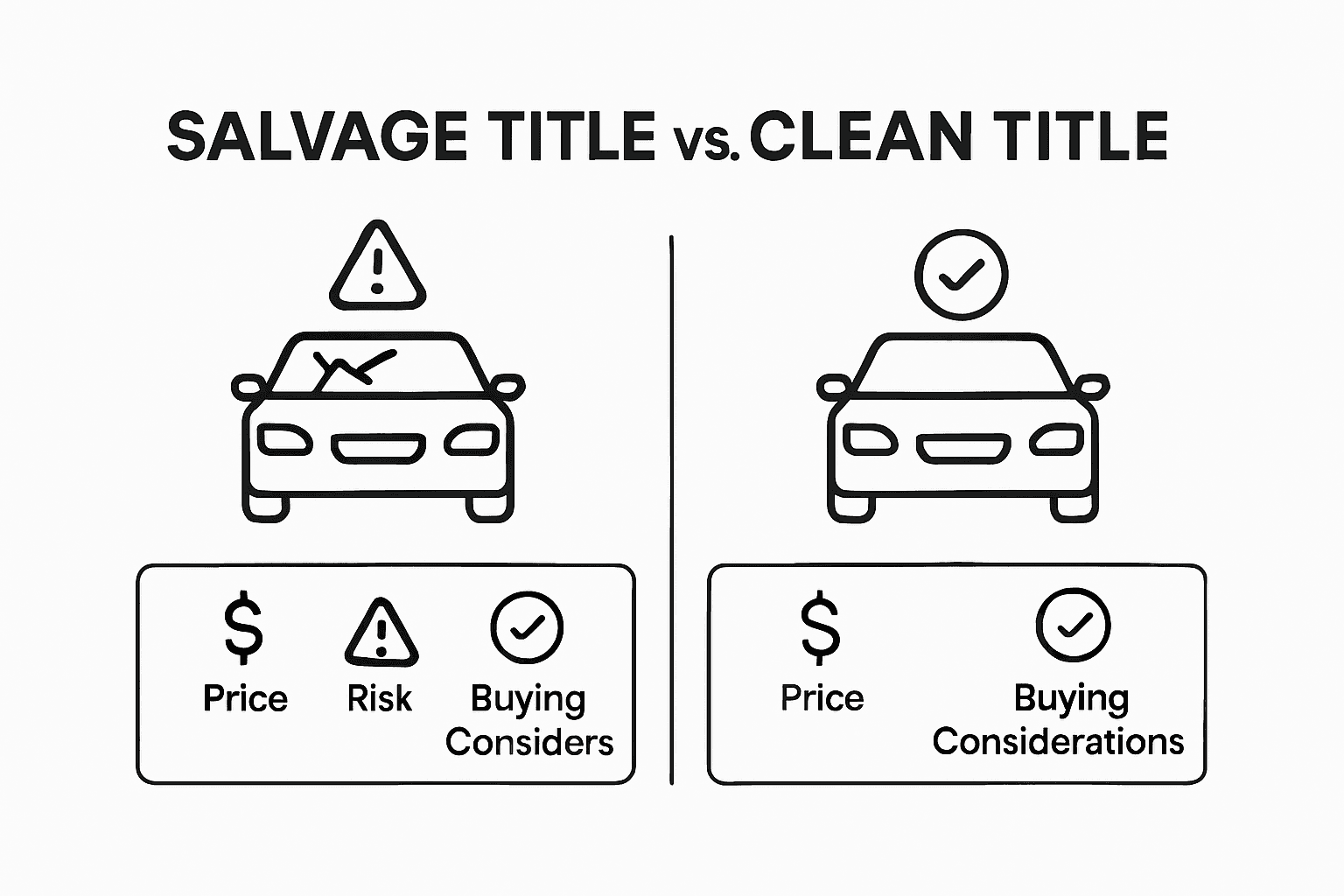 Comparison infographic salvage versus clean title cars
