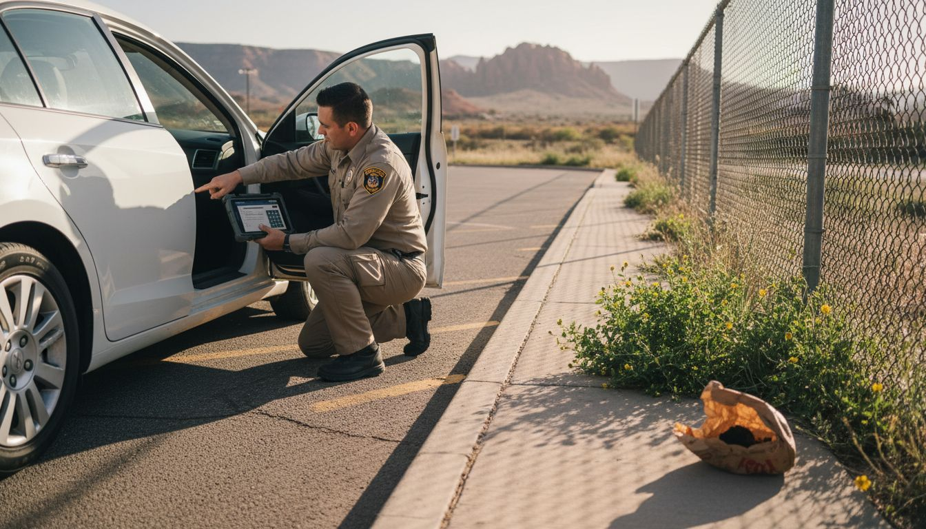 Inspector checks VIN during Utah car inspection