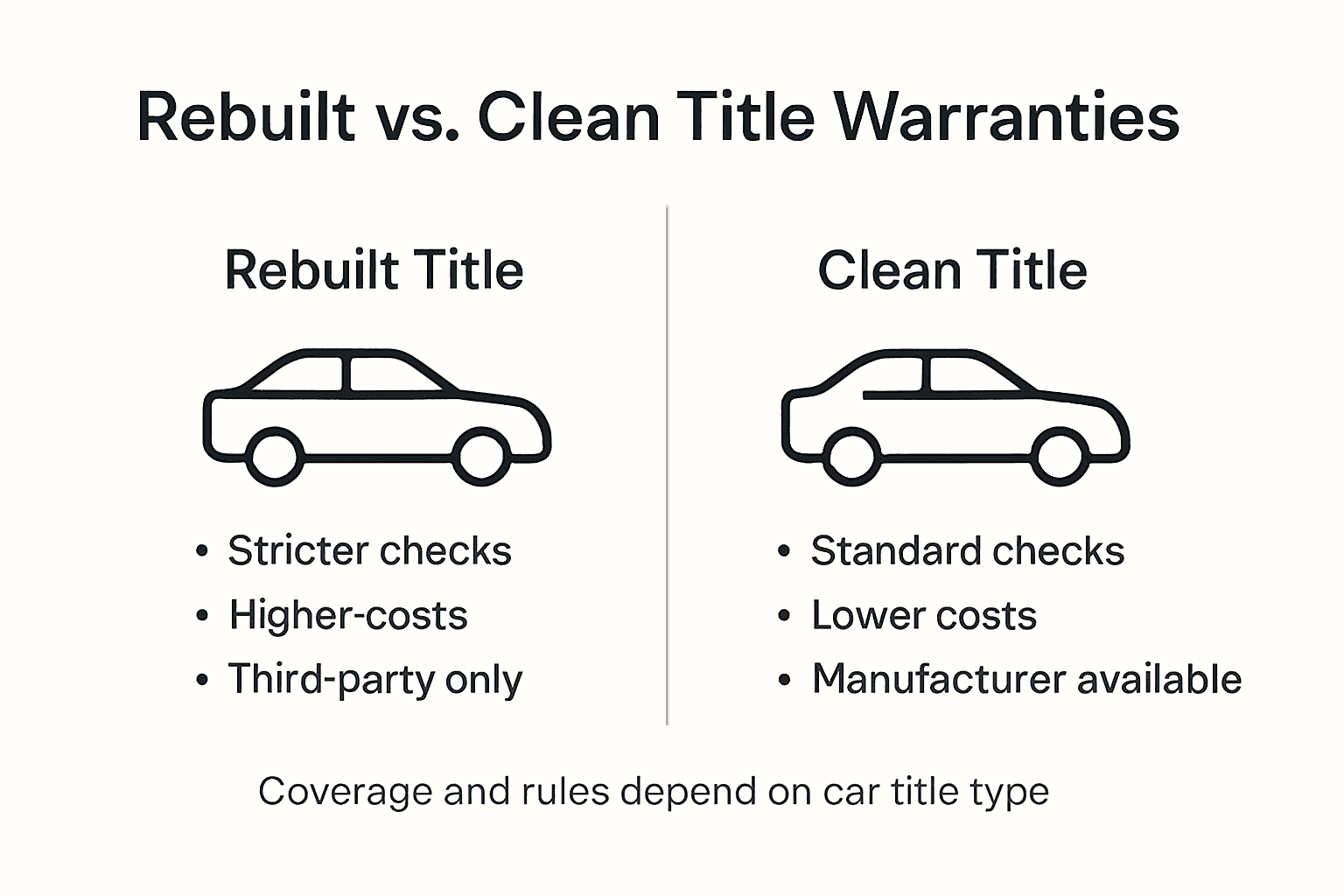 Infographic comparing rebuilt and clean title warranties