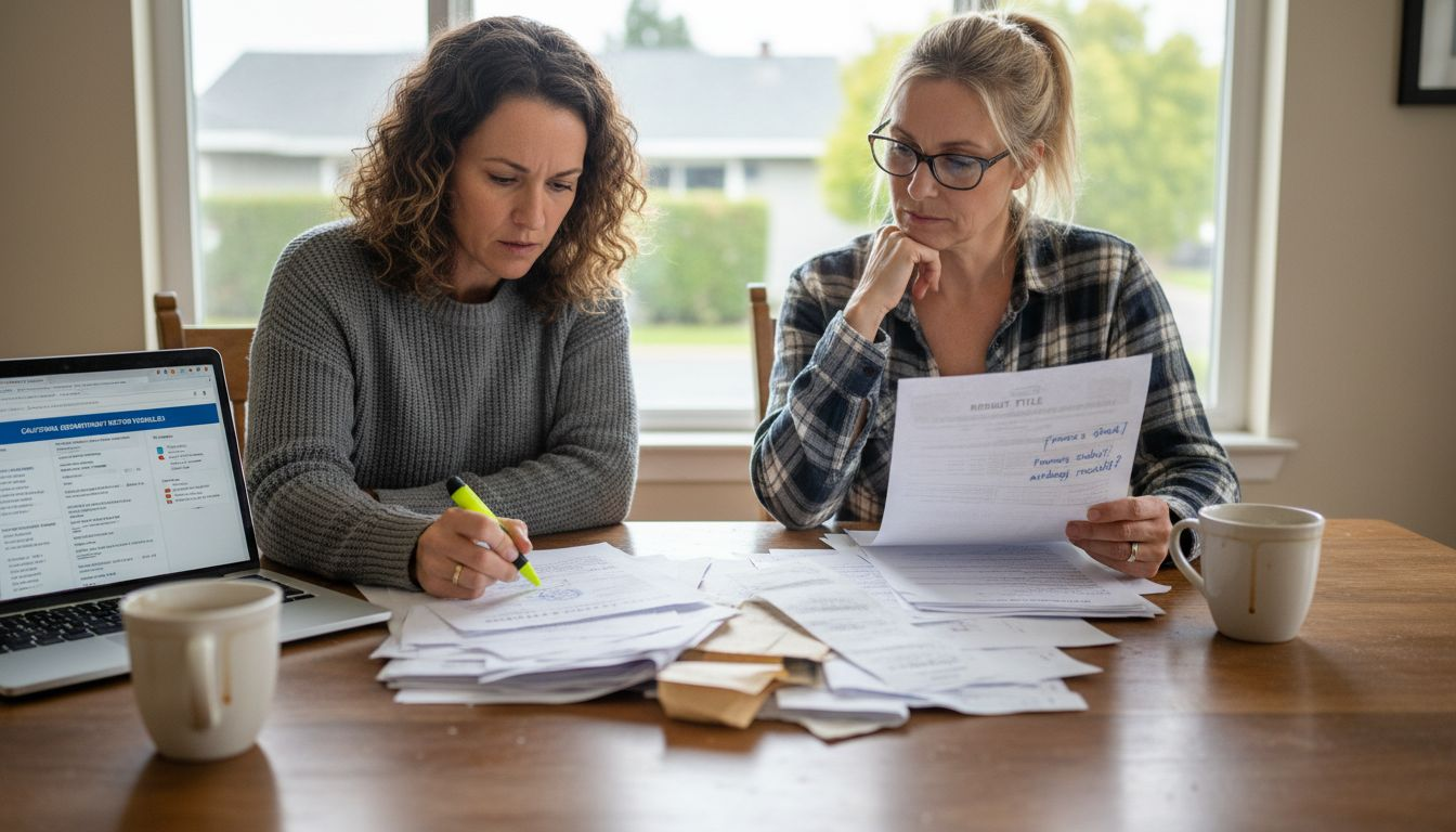 Two women reviewing salvage and rebuilt titles